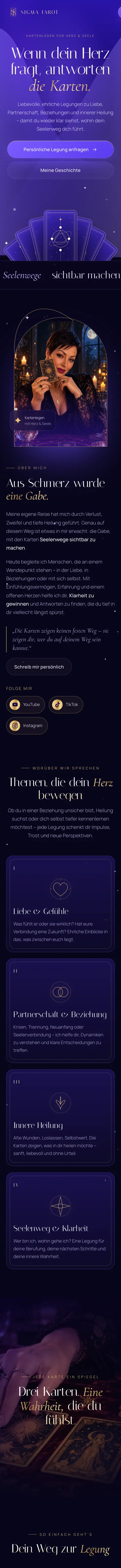 Sigma Tarot, Website für Kartenlegen mit mystischem Design von All in One Webdesign