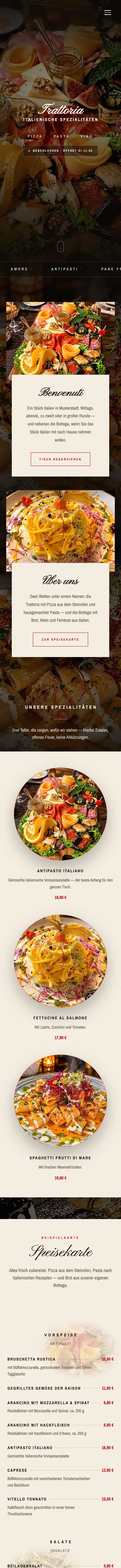 Website für eine Pizzeria und Trattoria, gestaltet von All in One Webdesign